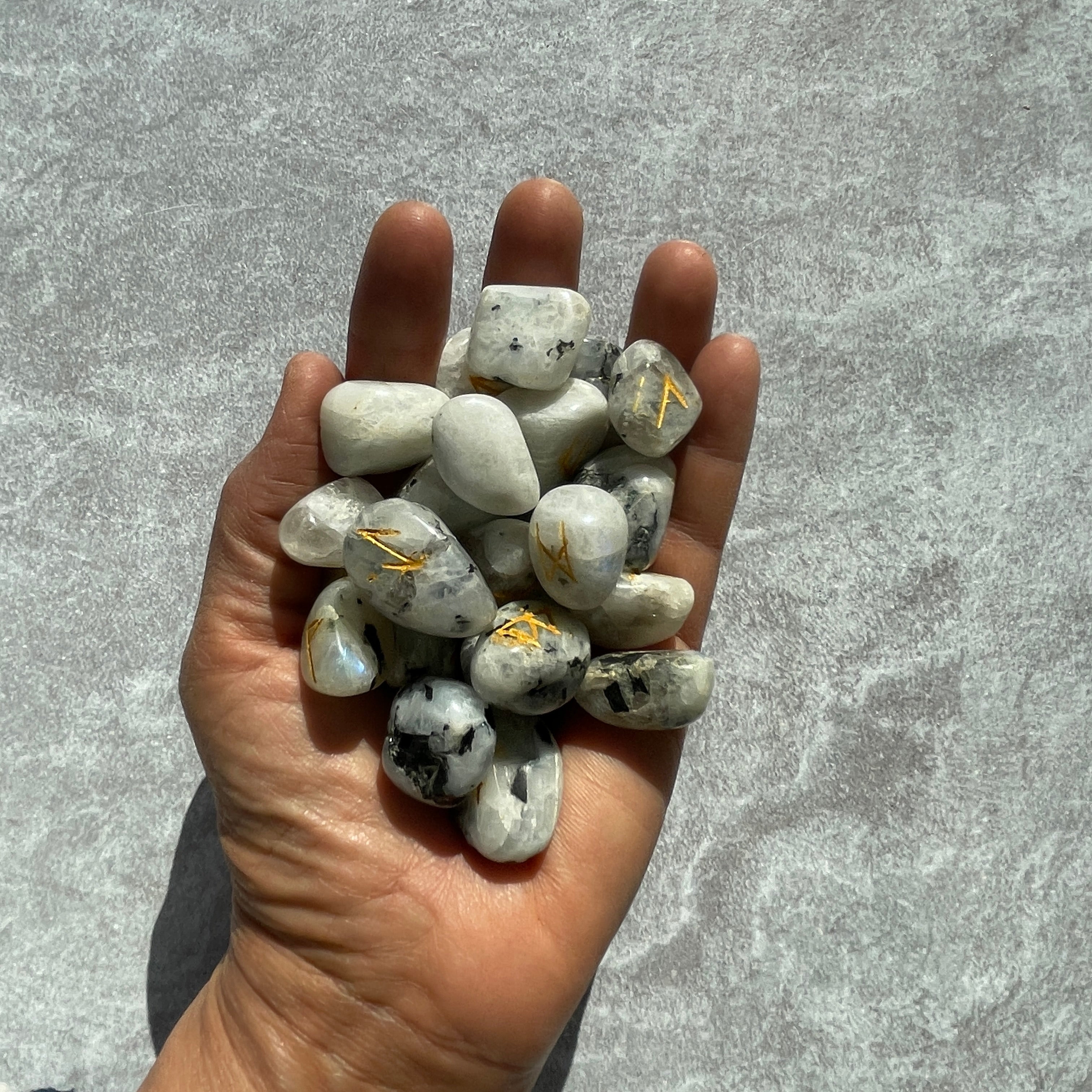 Rainbow Moonstone - Boxed Runes Set Rainbow Moonstone - Boxed Runes Set